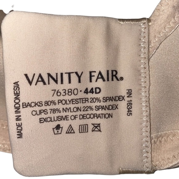 NEW Vanity Fair Beauty Back Smoothing Full-Figure Contour Bra 76380 Neutral 44D - Picture 8 of 12